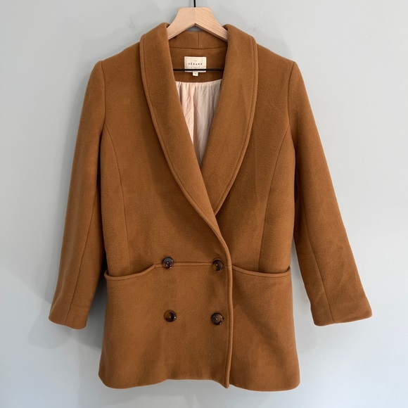 Sezane James Wool Coat Camel Size 38 - Picture 3 of 16